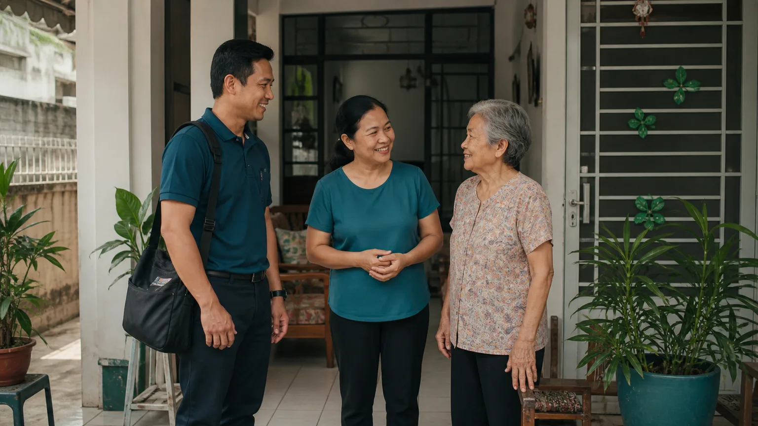 Physiotherapist arriving at a mainland Penang terrace home