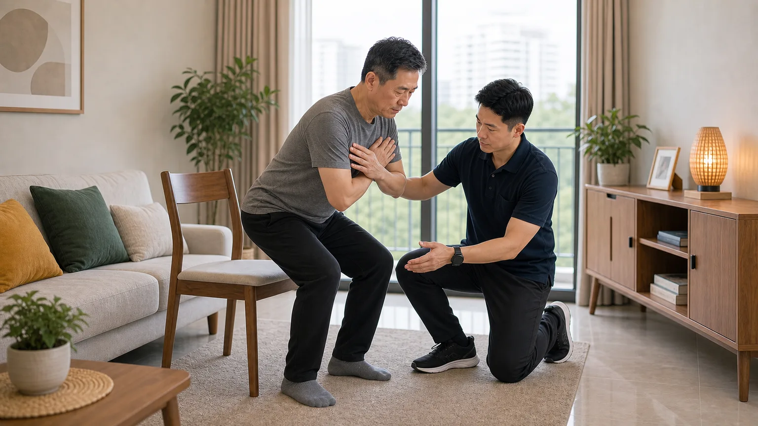 Safe movement coaching for slipped disc symptoms at home
