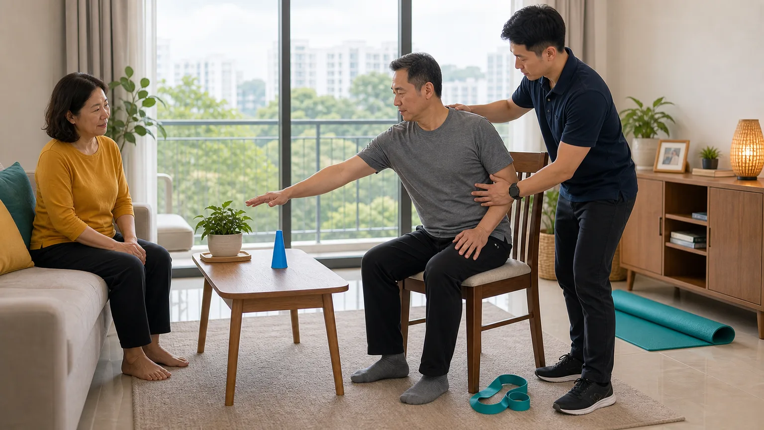 Neurological physiotherapy exercise at home with therapist support
