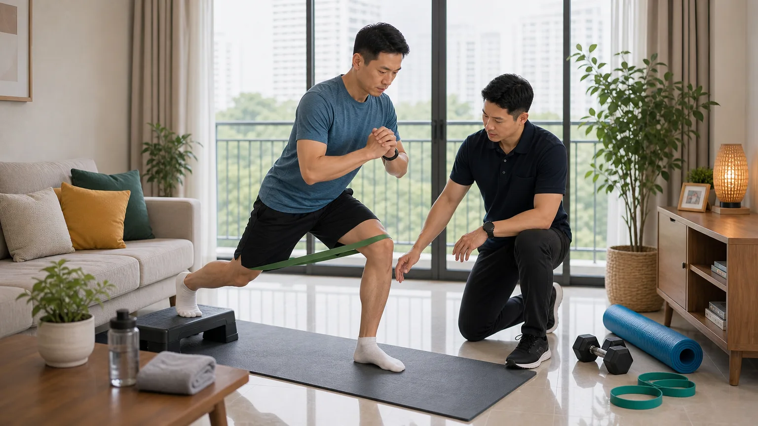 Sports physiotherapy strength exercise in a home setting