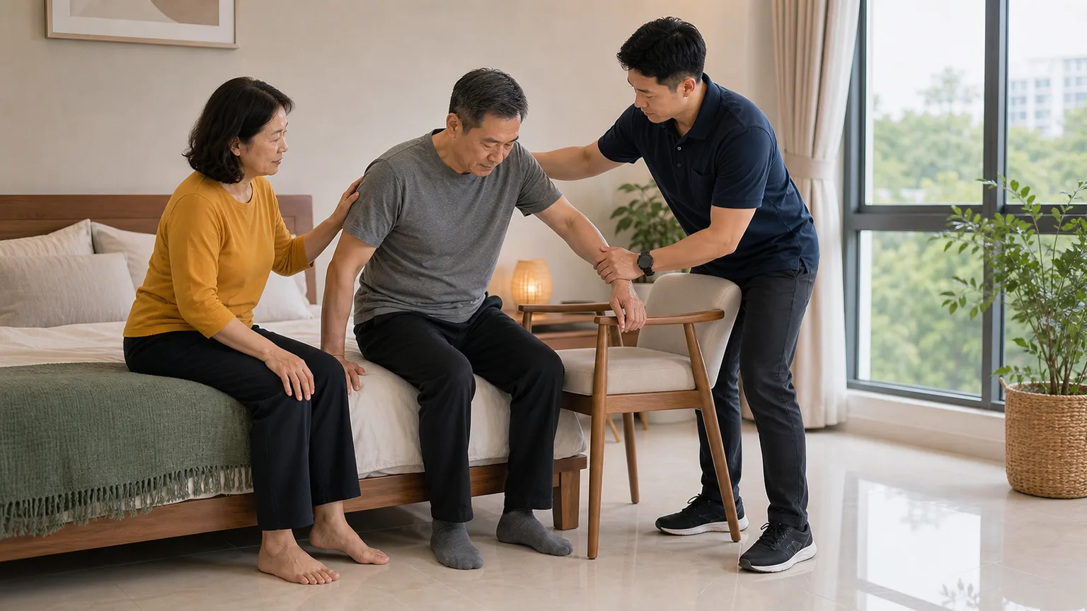 Stroke rehabilitation transfer practice at home with therapist support
